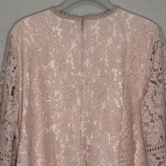 Rachel Parcell Top Womens Large Pink Lace Long Sleeve Blouse Sheer Floral Dressy - Picture 6 of 9
